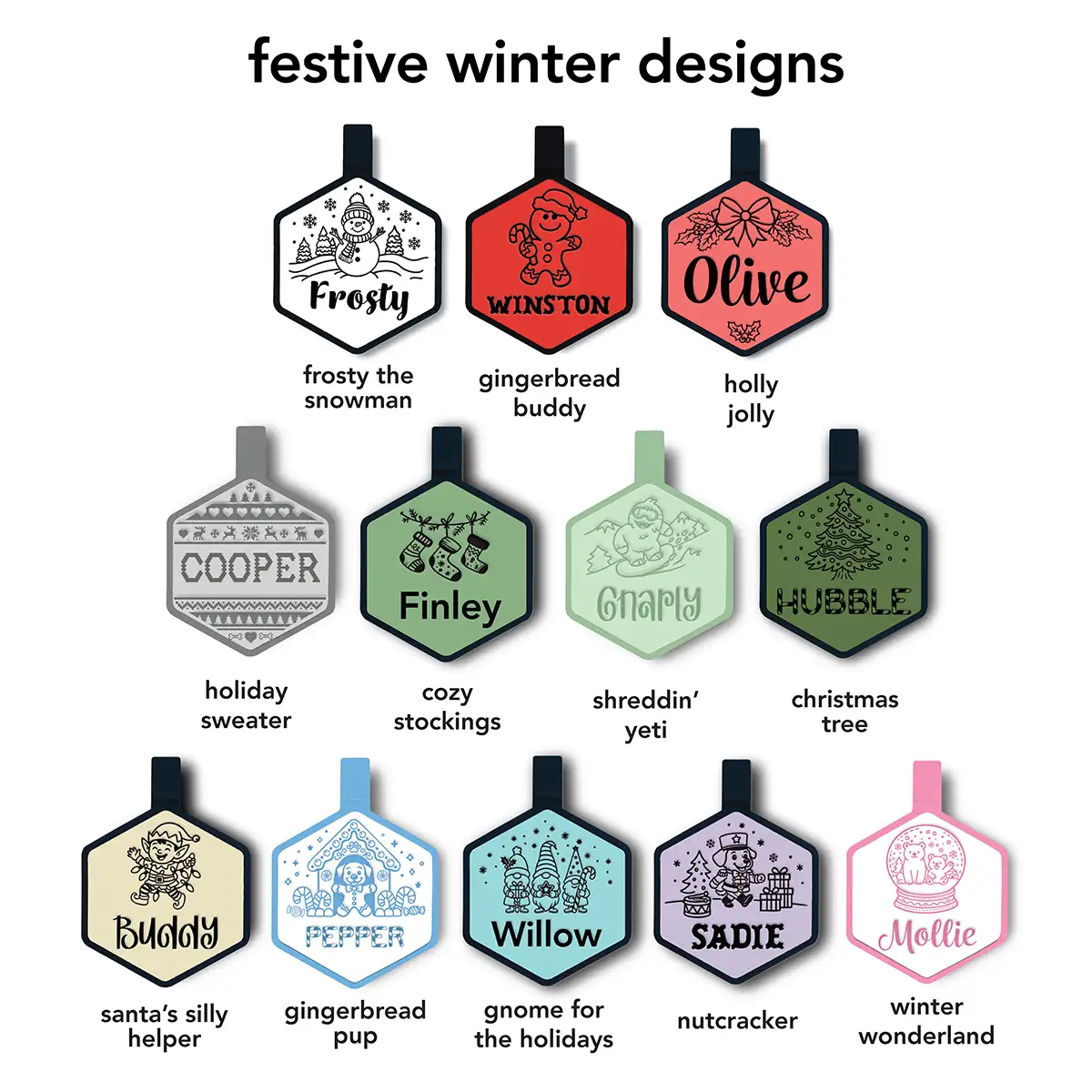 Festive Holiday Silicone ID Tags