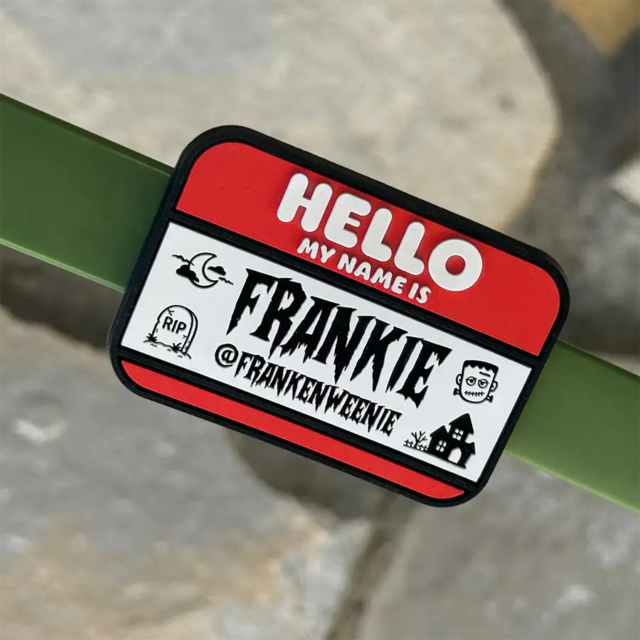 Hello My Name Is Dog Tag with Halloween Doodles | Slide-On Silicone ID Tag - Image 4