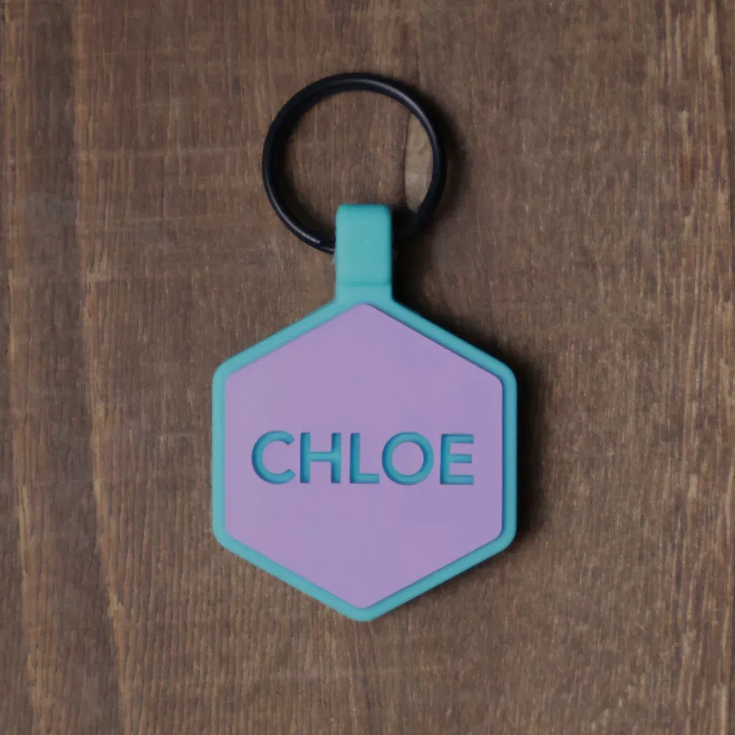 QR Code Lavender and Aqua Silicone ID Tag - Image 3