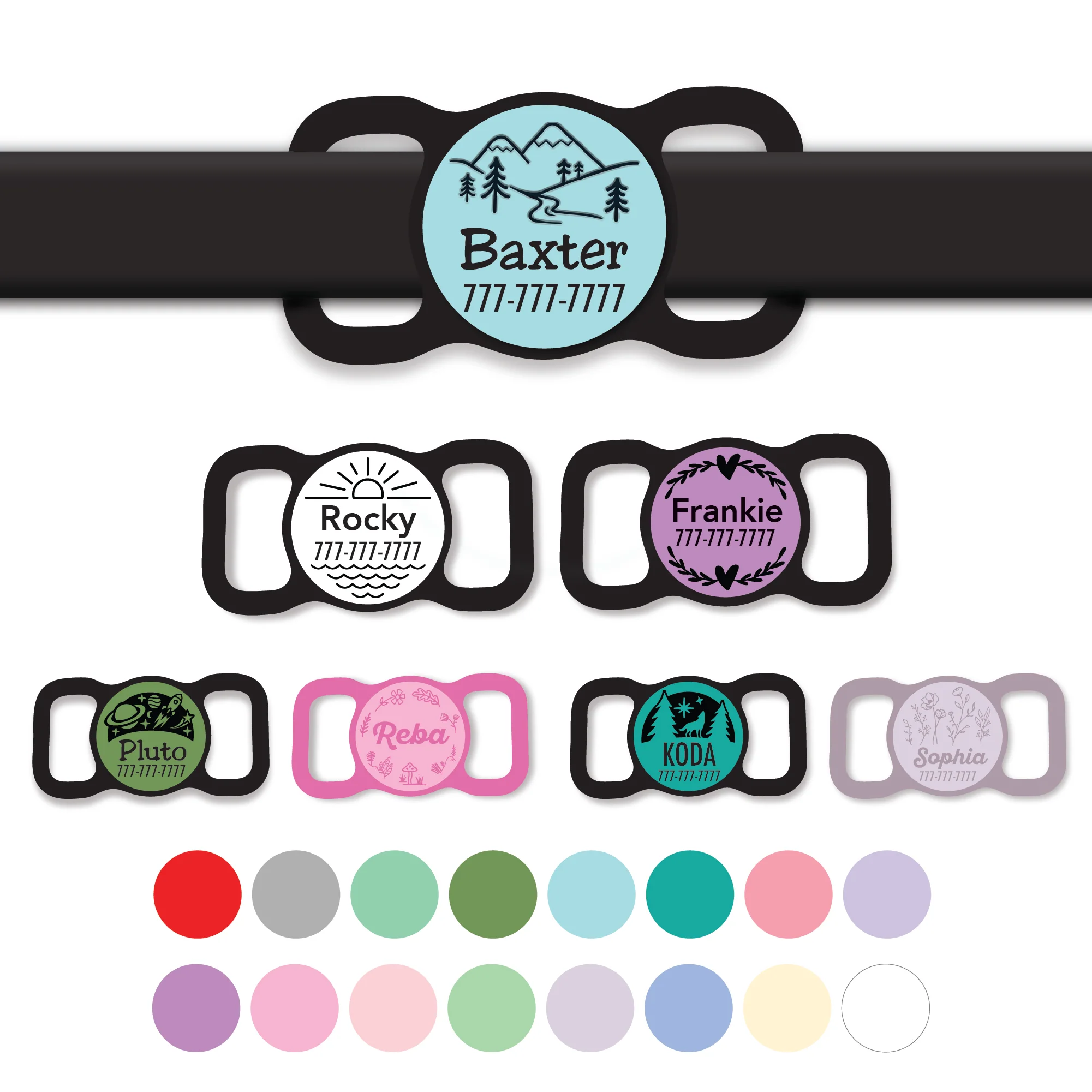 Mini Slim Slide-On Silicone Pet ID Tag | Design Your Own