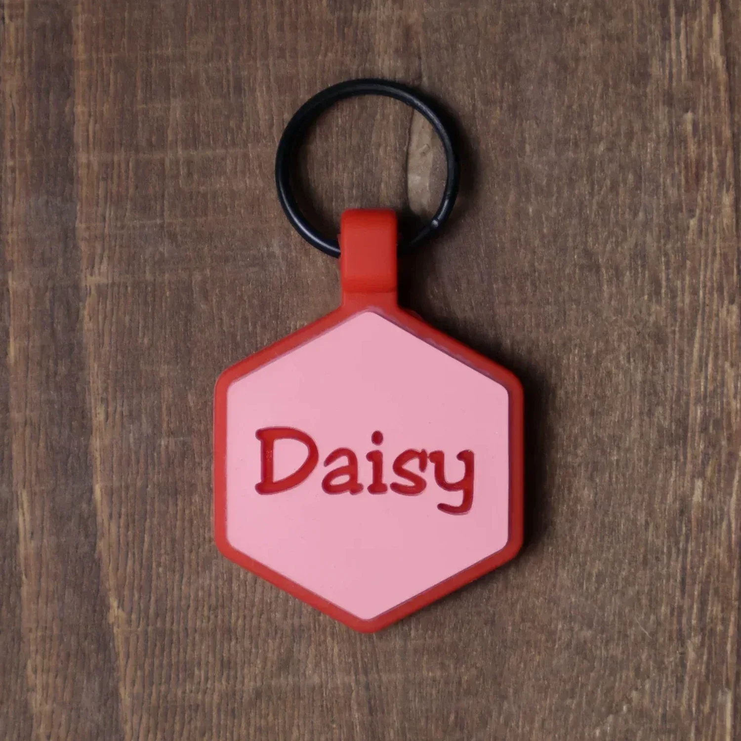 QR Code Pink and Red Silicone ID Tag - Image 3
