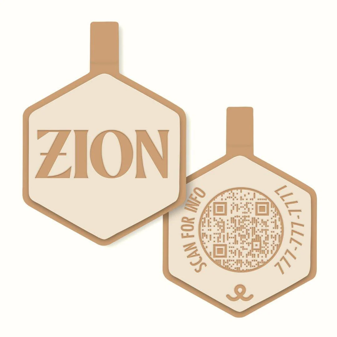 QR Code Birch Tan Silicone ID Tag