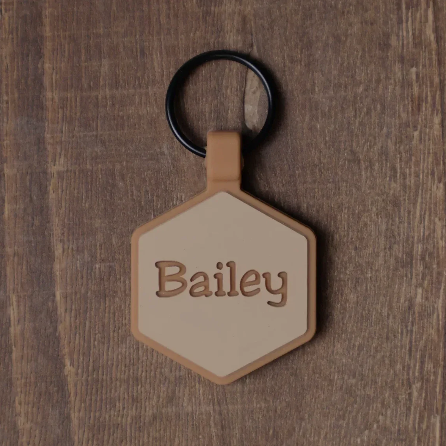QR Code Birch Tan Silicone ID Tag - Image 3