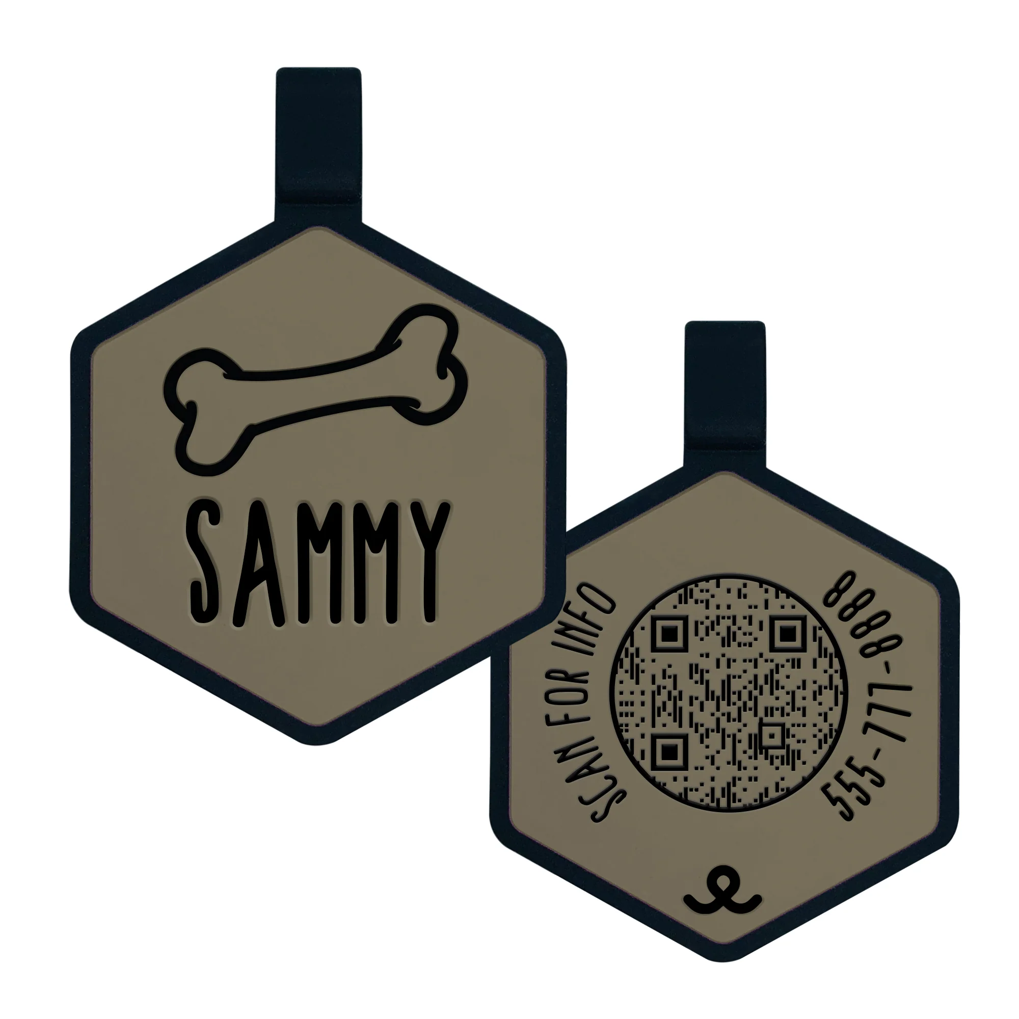 QR Code Bone Silicone ID Tag