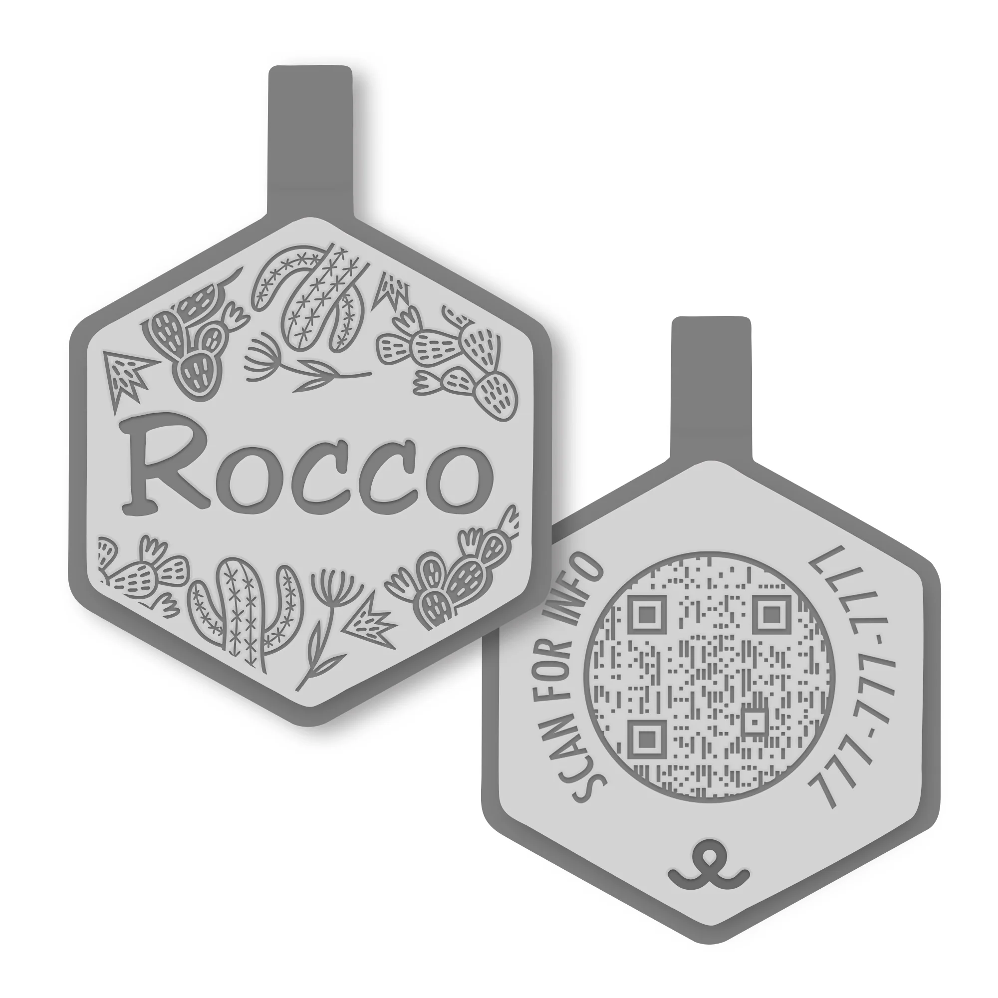 QR Code Cactus Boogie Silicone ID Tag