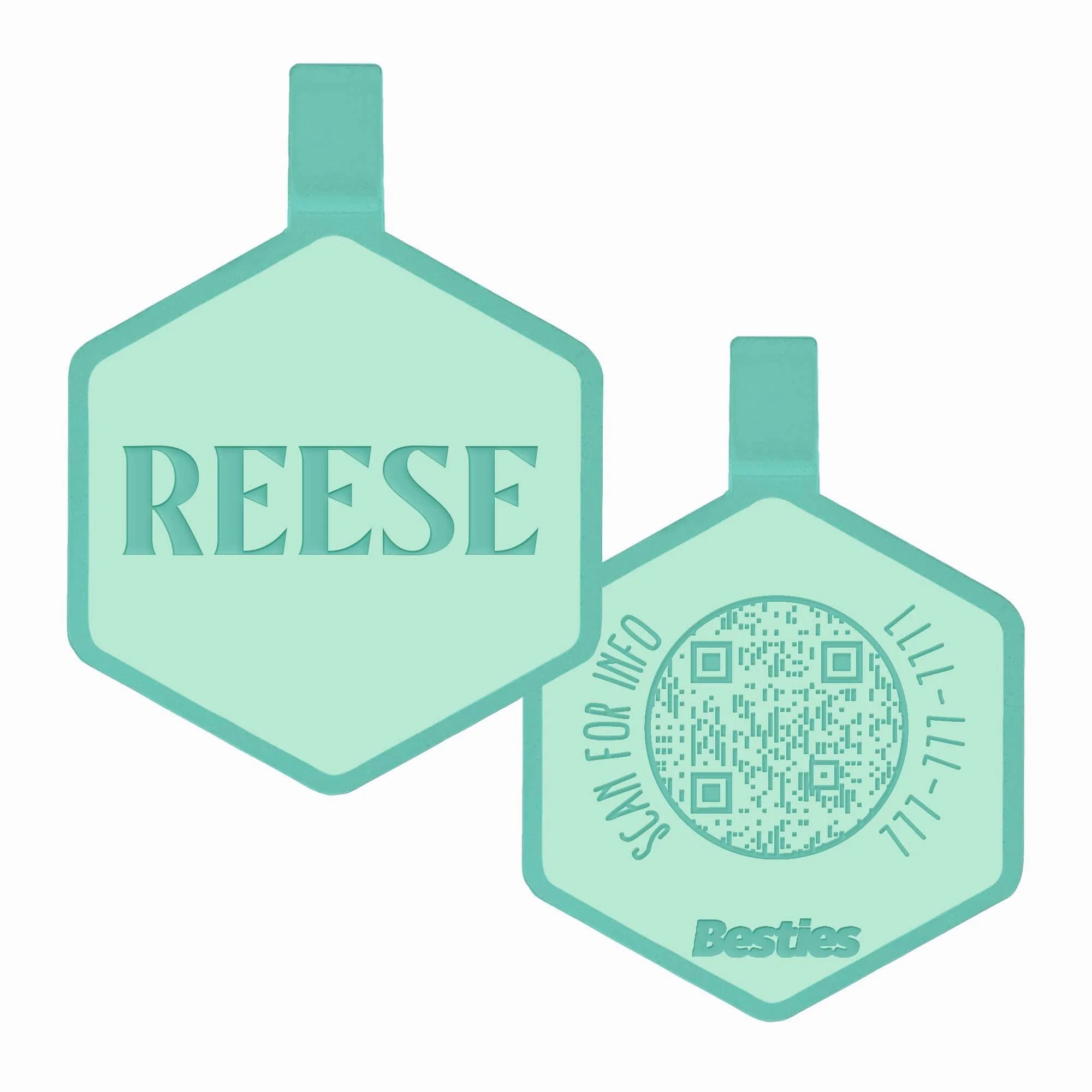 QR Code Caribbean Green Silicone ID Tag