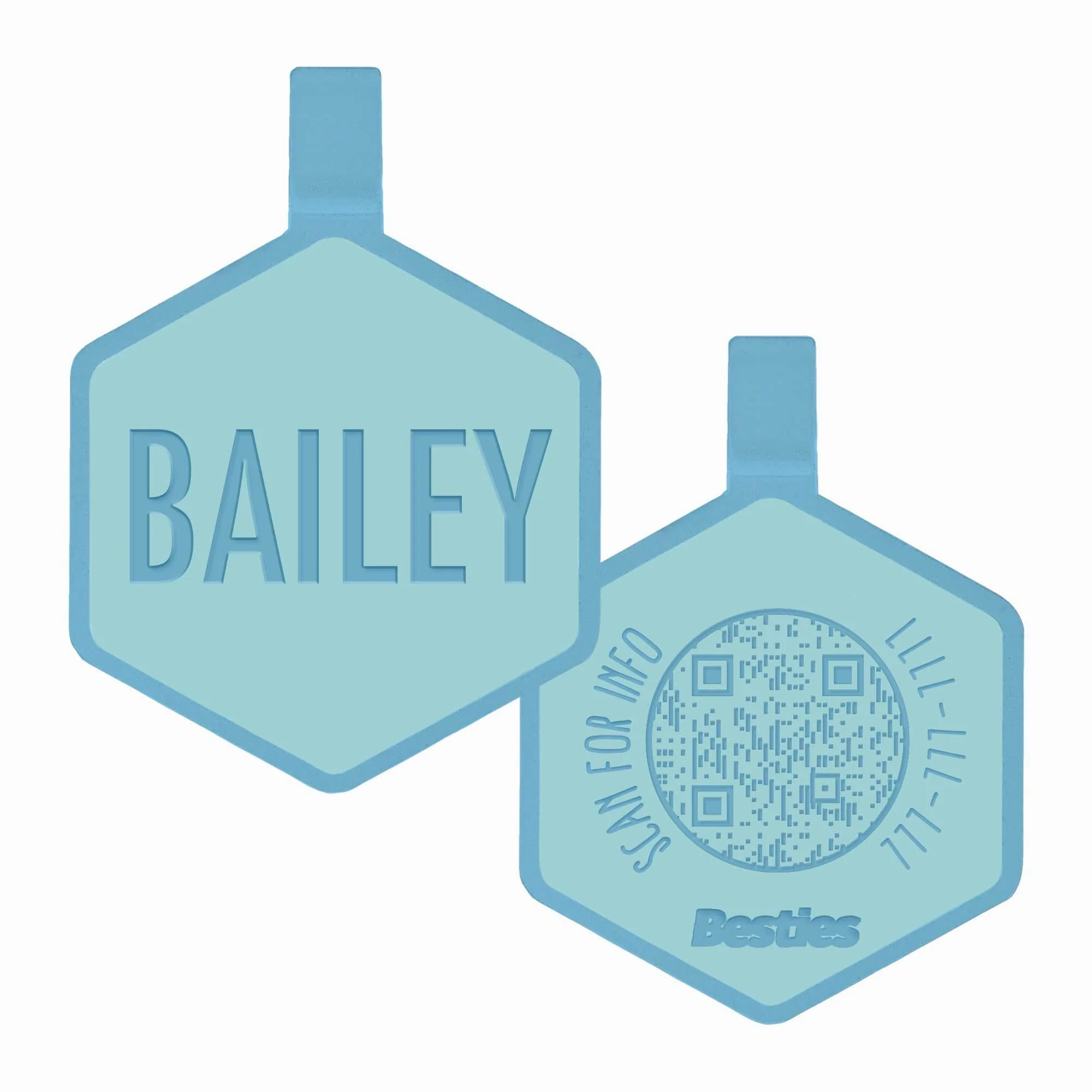QR Code Electric Blue Silicone ID Tag