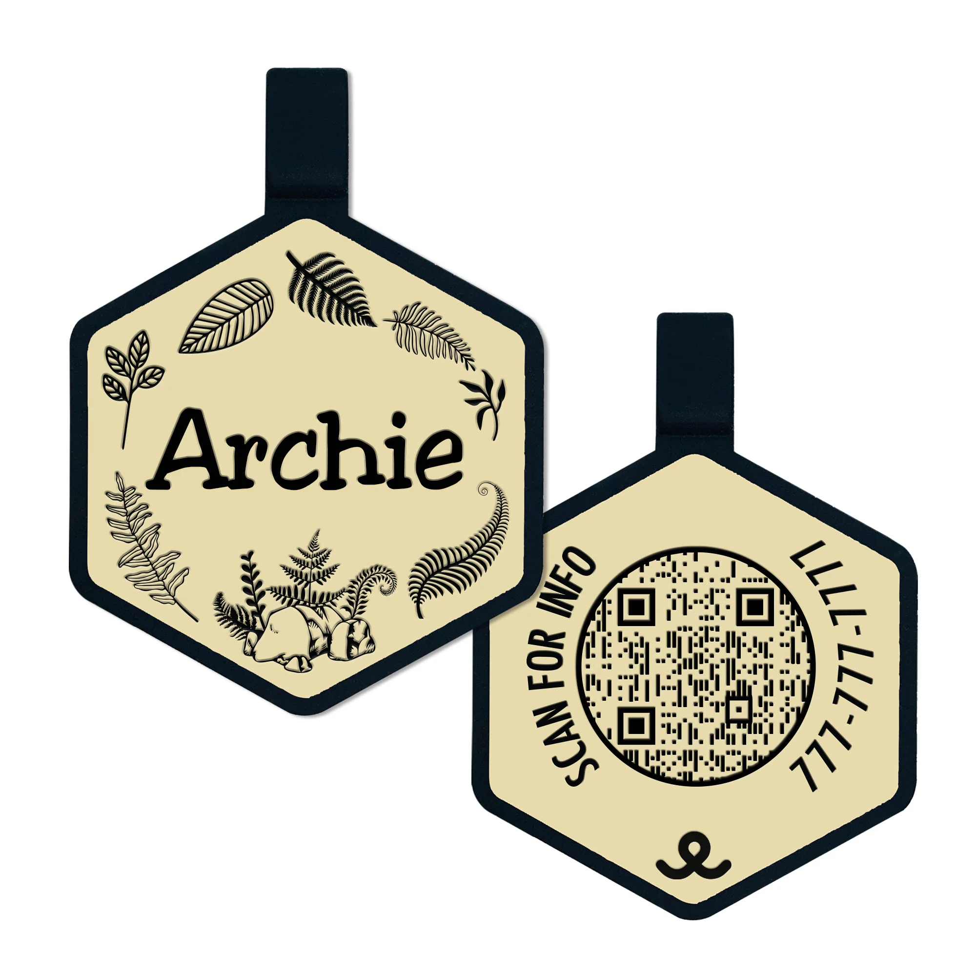 QR Code Fern Grove Silicone ID Tag