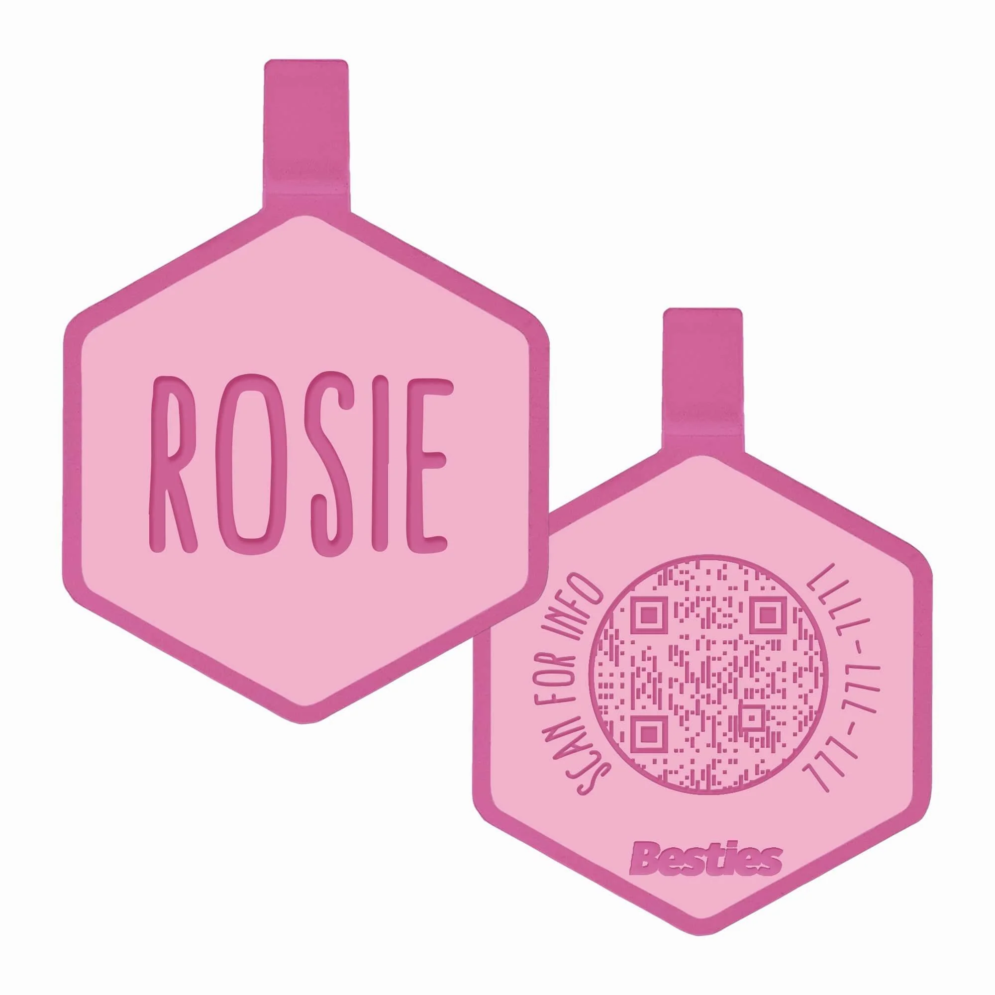 QR Code Flamingo Pink Silicone ID Tag