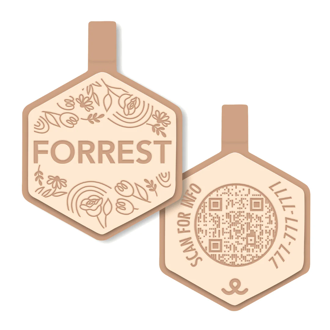 QR Code Flower Power Silicone ID Tag