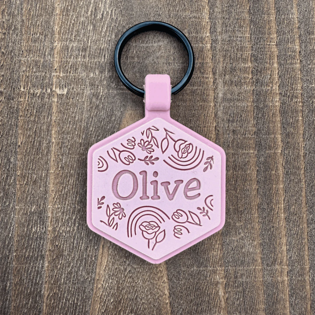 QR Code Flower Power Silicone ID Tag - Image 3