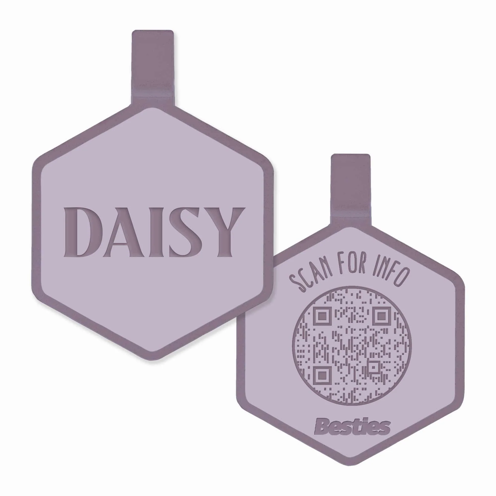 QR Code Heather Purple Silicone ID Tag
