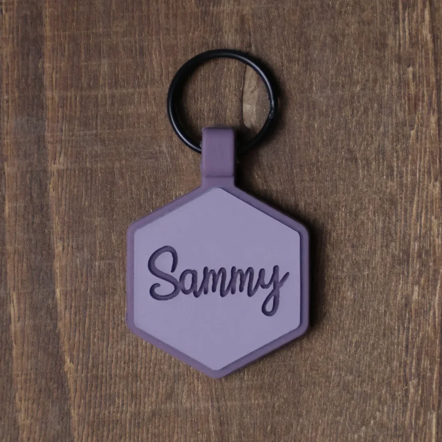 QR Code Heather Purple Silicone ID Tag - Image 3