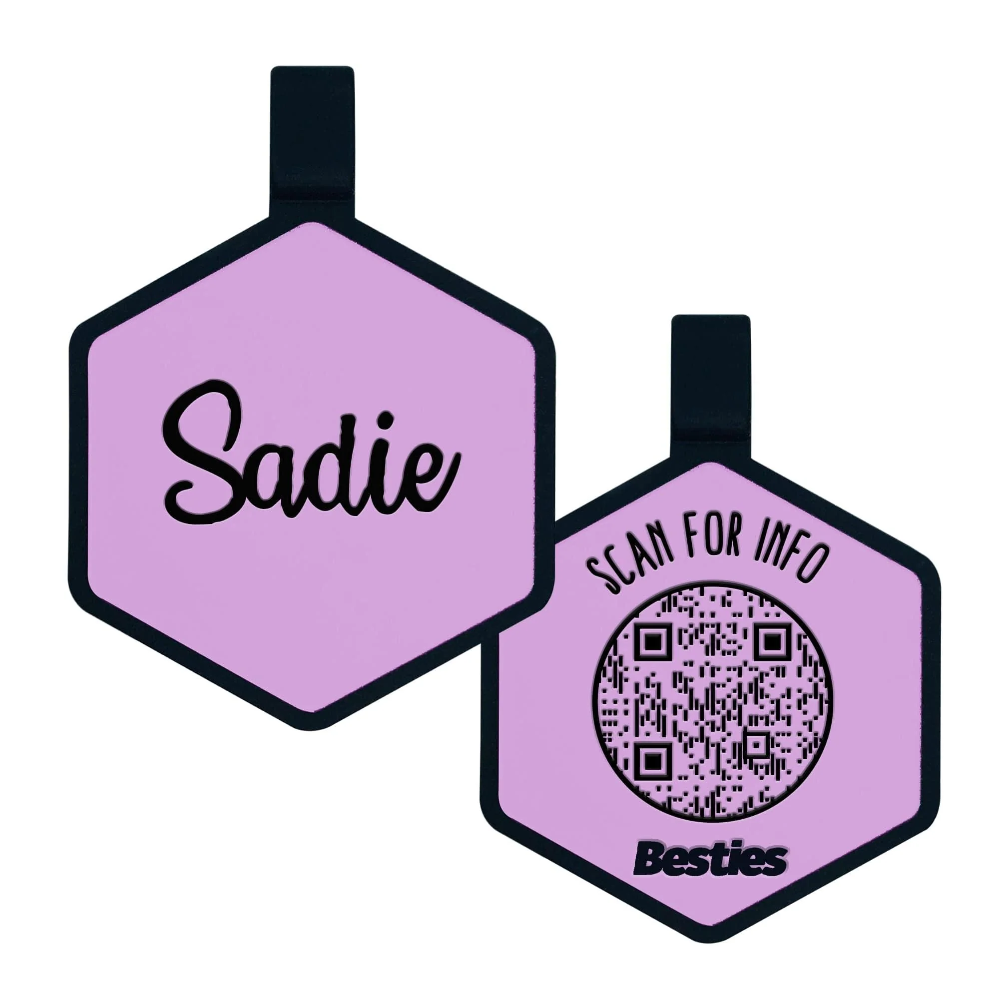 QR Code Lavender Silicone ID Tag