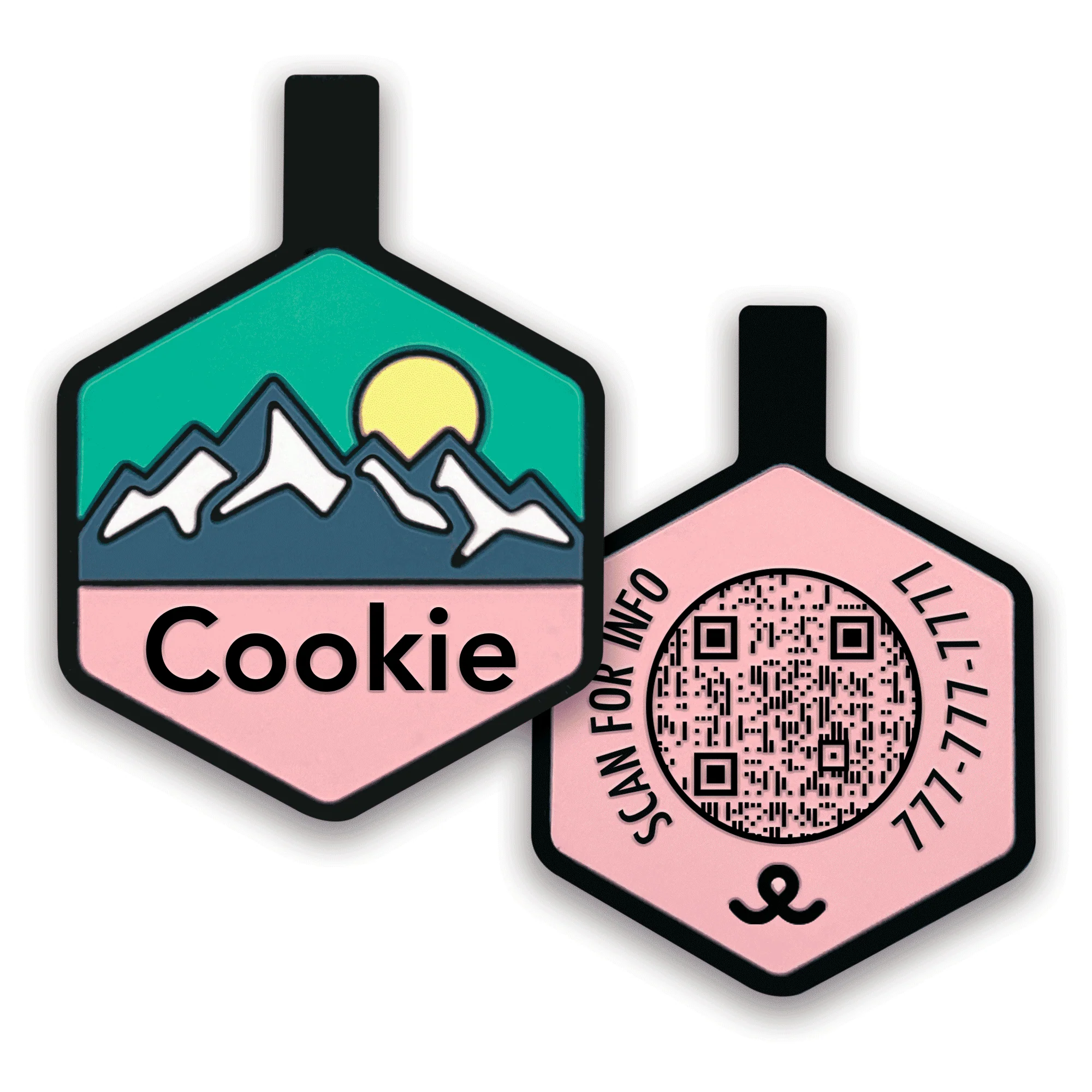 QR Code Pup's Peak Silicone Dog ID Tag - Wild Bloom