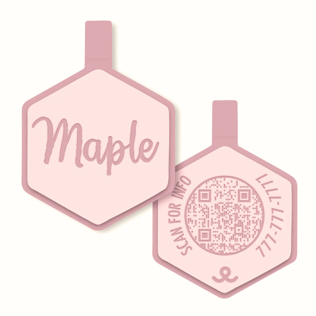QR Code Rose Quartz Silicone ID Tag