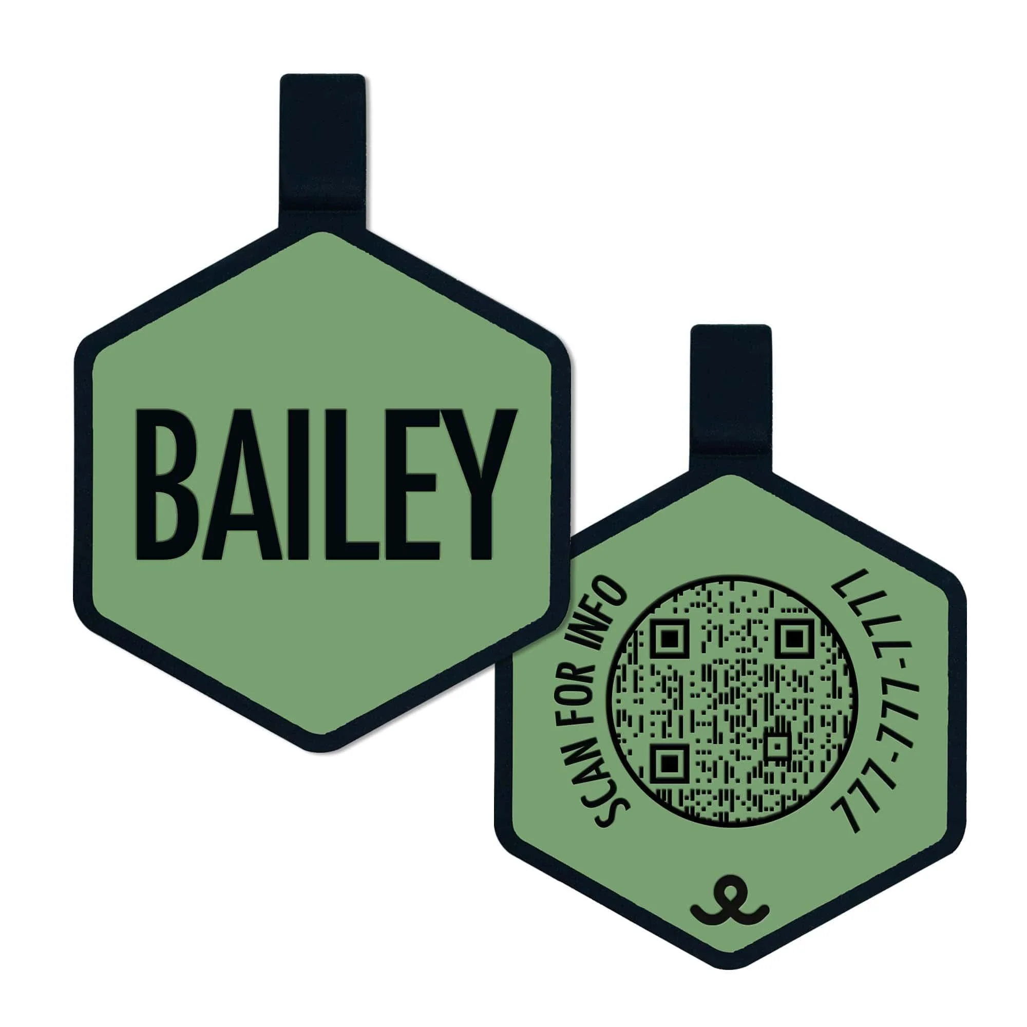 QR Code Seafoam Green Silicone ID Tag