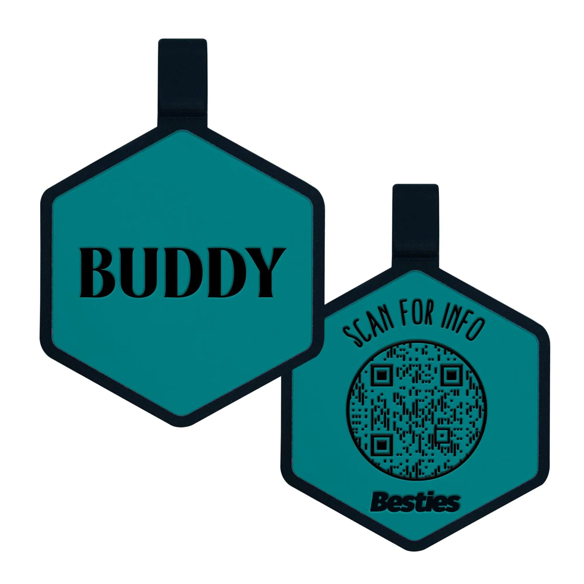 QR Code Turquoise Silicone ID Tag