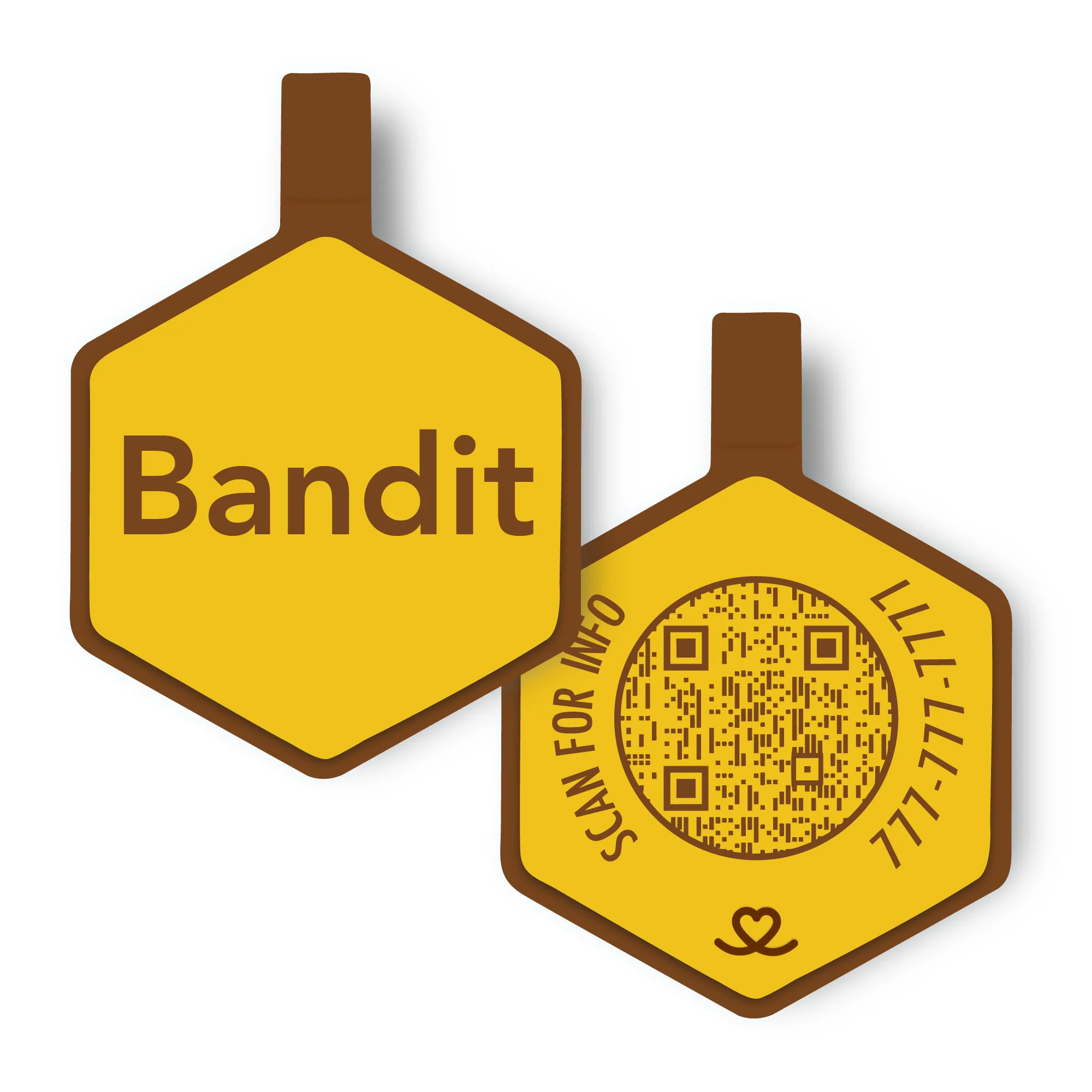 QR Code Yellow and Brown Silicone ID Tag