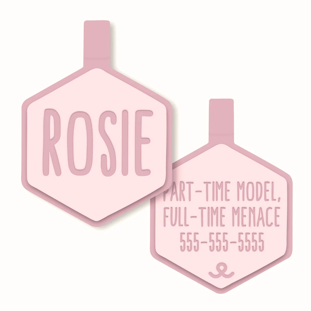 Rose Quartz Silicone ID Tag