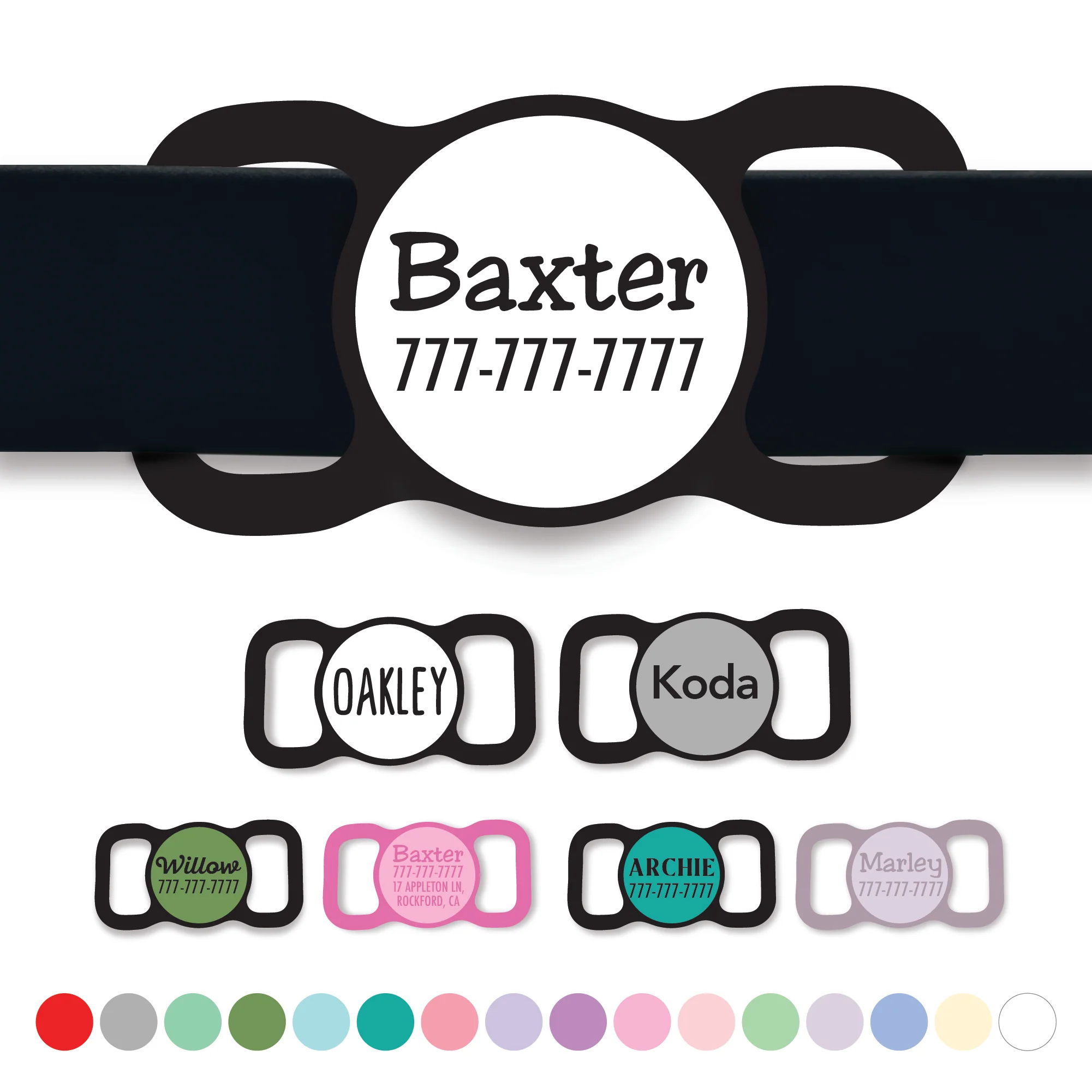 Slim Slide-On Silicone Pet ID Tag | Classic Name
