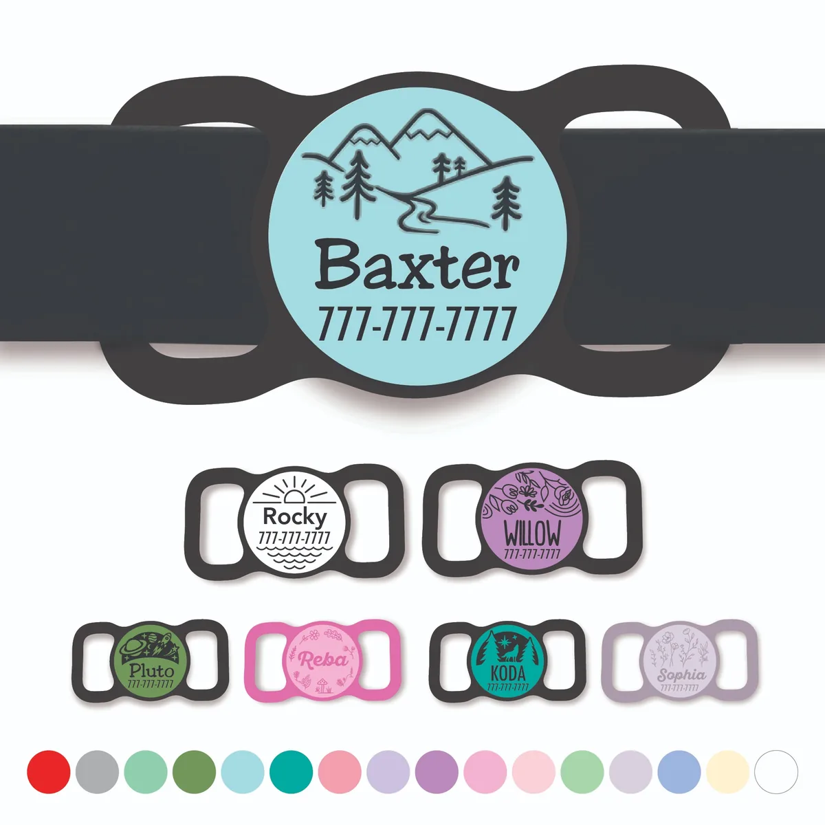 Slim Slide-On Silicone Pet ID Tag | Design Your Own