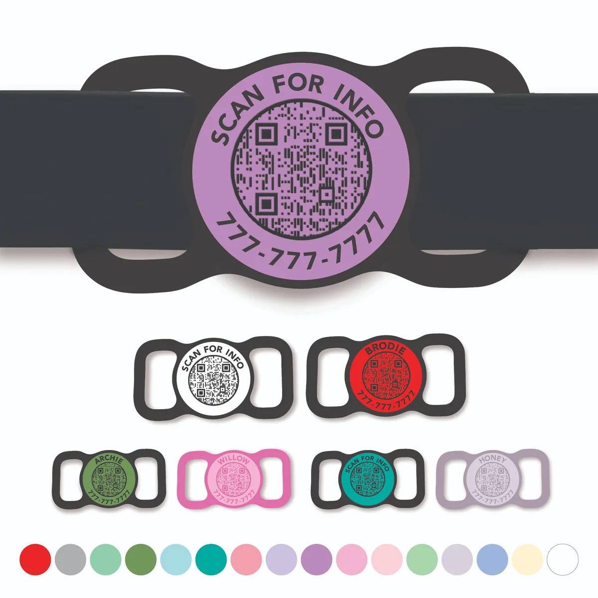 Slim Slide-On Silicone Pet ID Tag | QR Code
