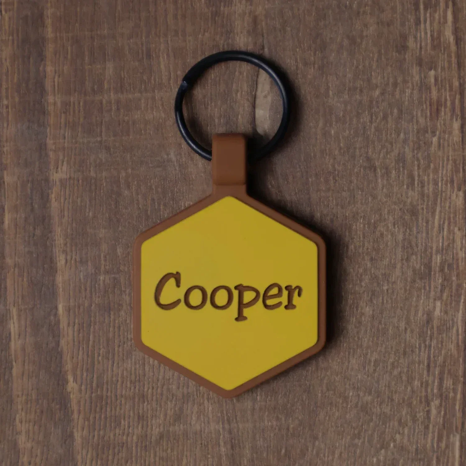 QR Code Yellow and Brown Silicone ID Tag - Image 3
